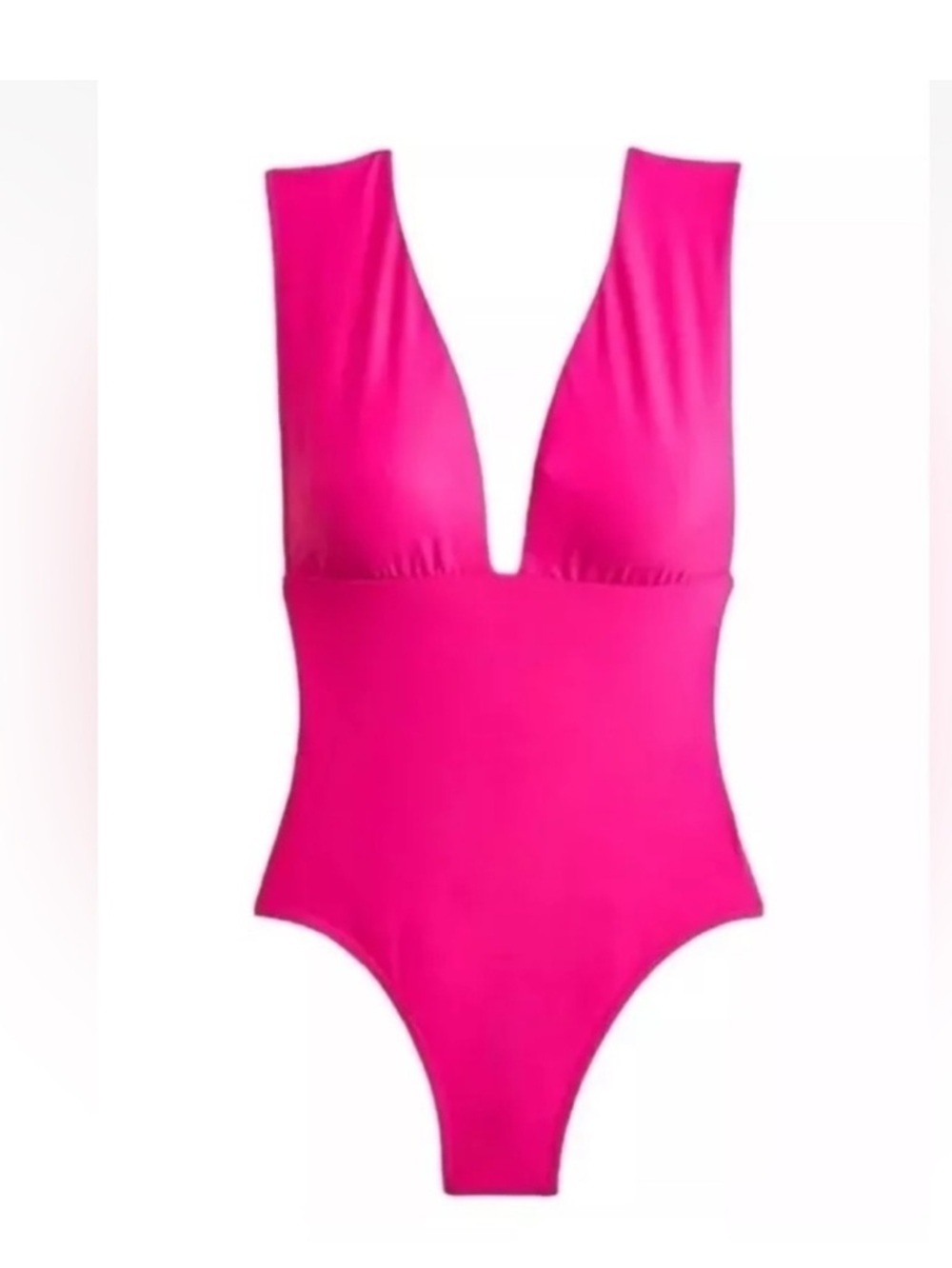 J. Crew Plunge V Neck One Piece Bathing Suit Women’s Size 24 Fuchsia Pink NWT